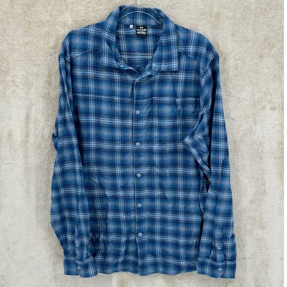 Under Armour Shirt Mens XXL Blue Tradesman Flex Flannel Long Sleeve Fall Cabin - Picture 1 of 9